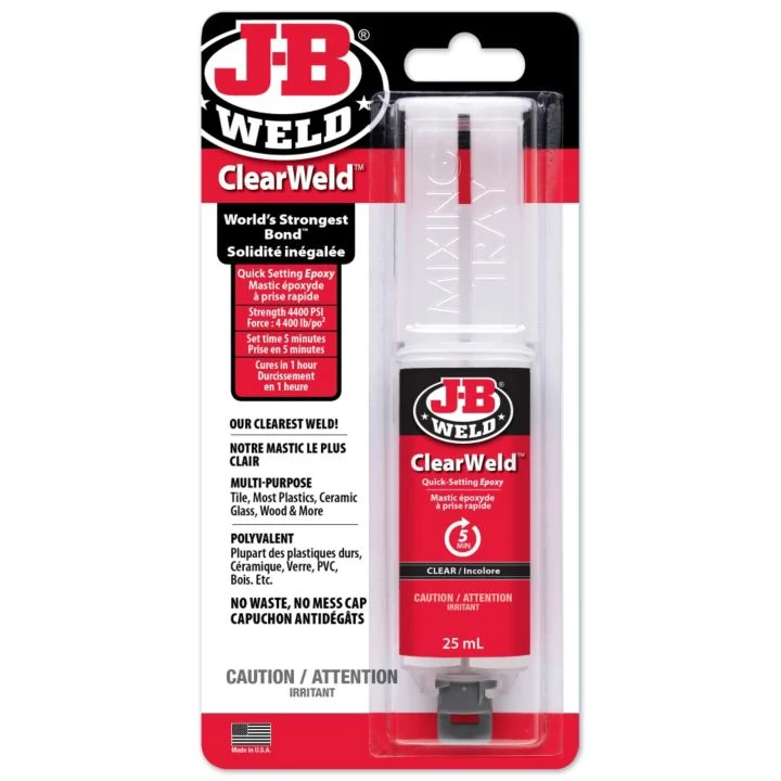 50112F J-B Weld Clear Weld Epoxy Syringe, 25-mL