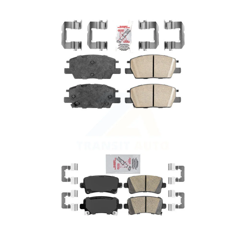 AmeriBRAKES Front Rear Ceramic Disc Brake Pads Kit For 2016 Chevrolet Malibu 296mm Rotor Carryover Model KNF-101772
