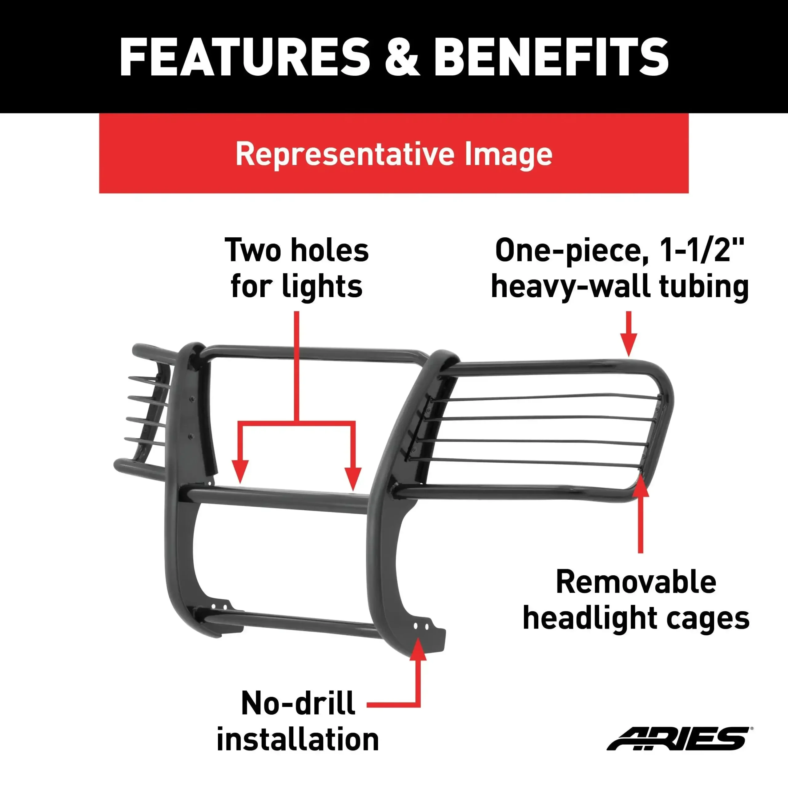 ARIES 3062 - Black Steel Grille Guard, Select Ford Escape, Mazda Tribute