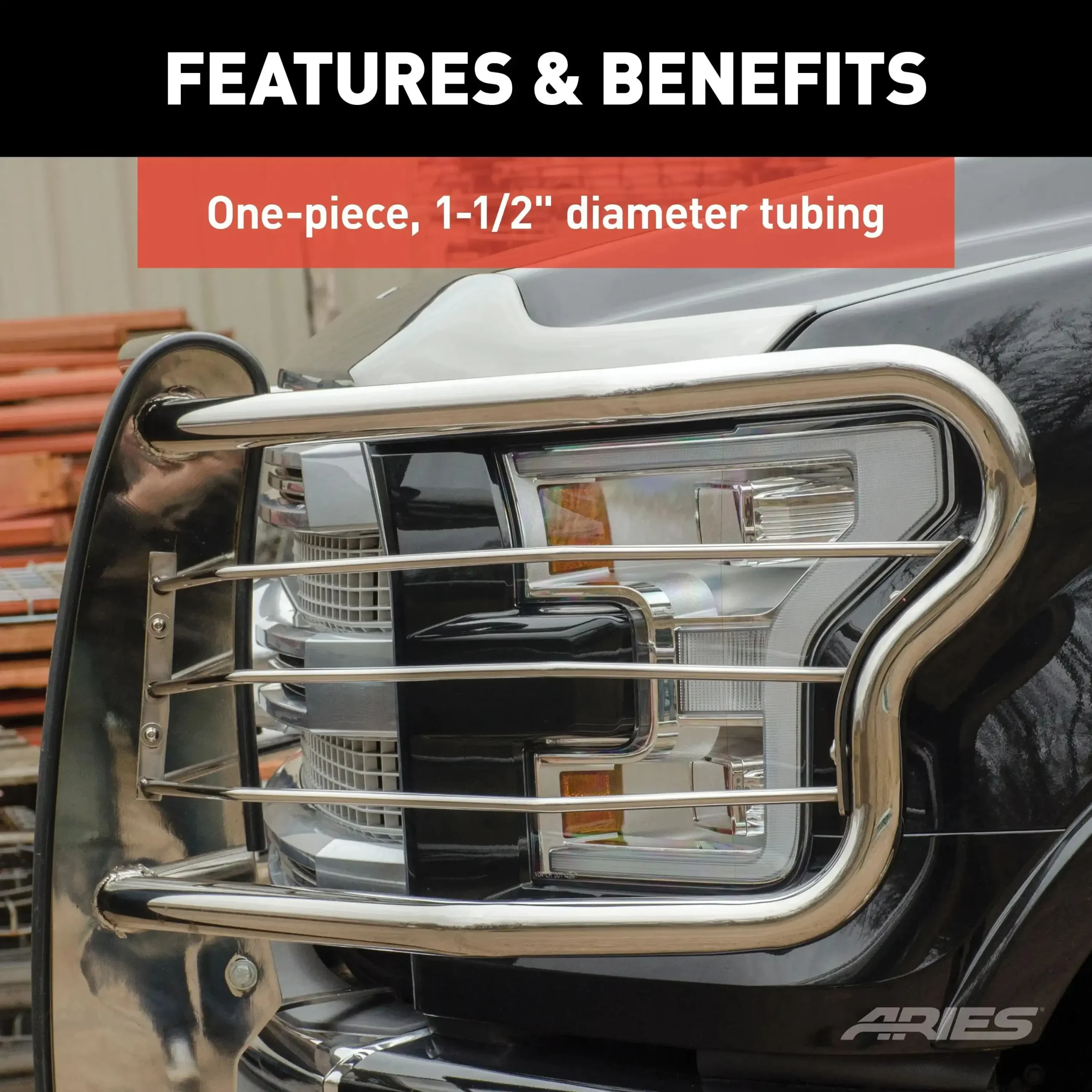 ARIES 3067-2 - Polished Stainless Grille Guard, Select Ford F-250, F-350 Super Duty