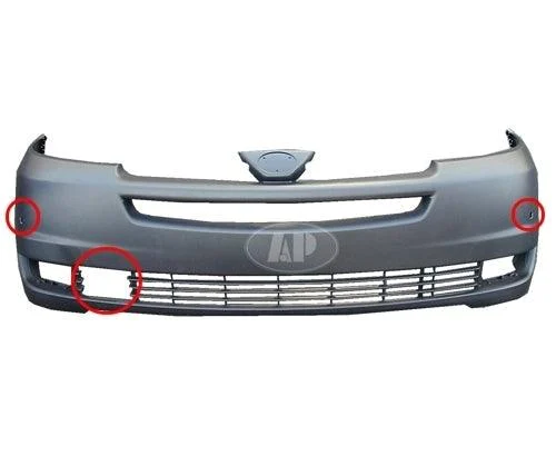 Bumper Front Toyota Sienna 2004-2005 Primed With Radar/Sensor Hole , TO1000269 - Hunt Parts