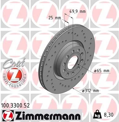 Front Brake Rotor Zimmermann-100330052