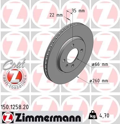 Front Brake Rotor Zimmermann-150125820