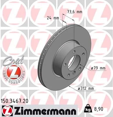 Front Brake Rotor Zimmermann-150346720