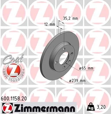 Front Brake Rotor Zimmermann-600115820