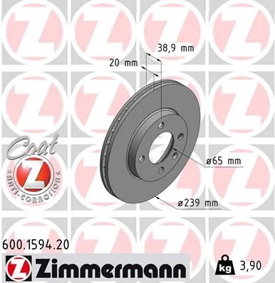 Front Brake Rotor Zimmermann-600159420