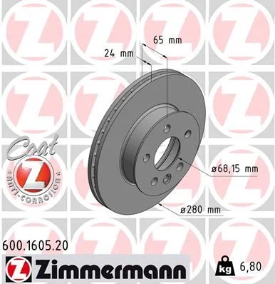 Front Brake Rotor Zimmermann-600160520
