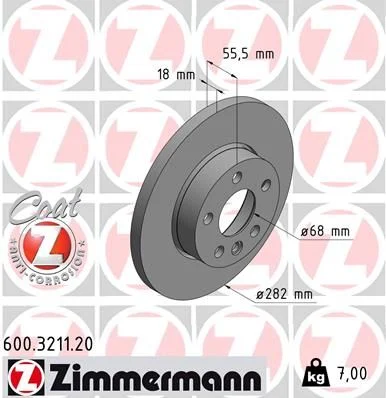 Front Brake Rotor Zimmermann-600321120