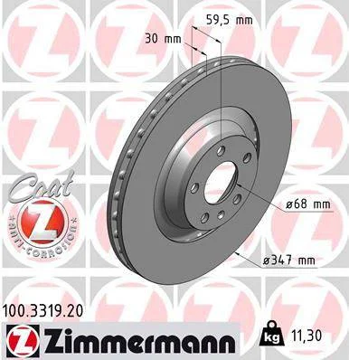 Front Disc Brake Rotor Zimmermann-100331920