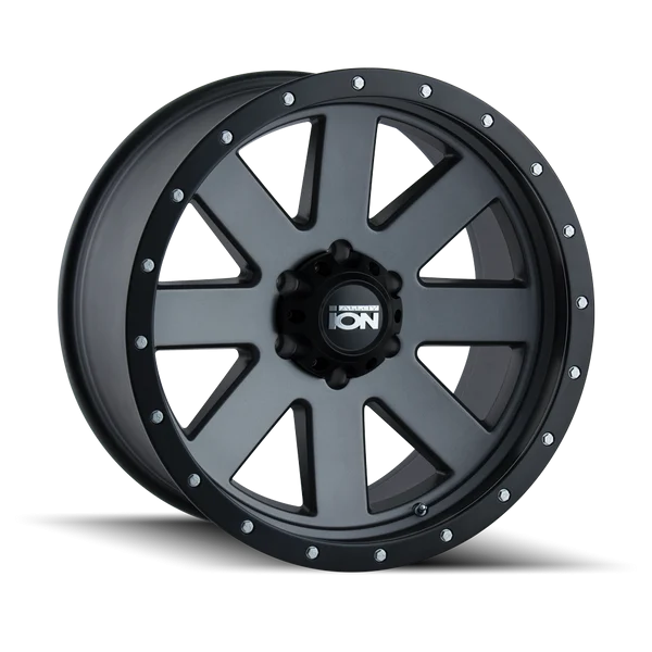 ION Alloy 134 20X10 8X180 -19mm Matte Gunmetal With Black Beadlock