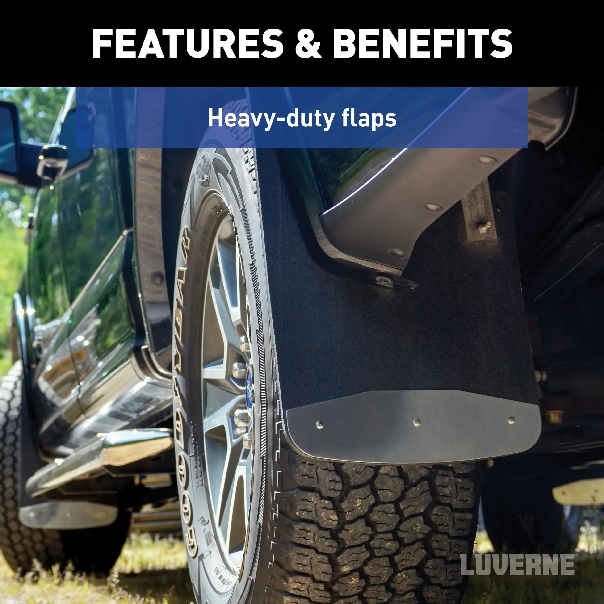 LUVERNE 250423 - Front or Rear 12 x 23 Rubber Mud Guards, Select F-150, Mark LT (2 Flaps)