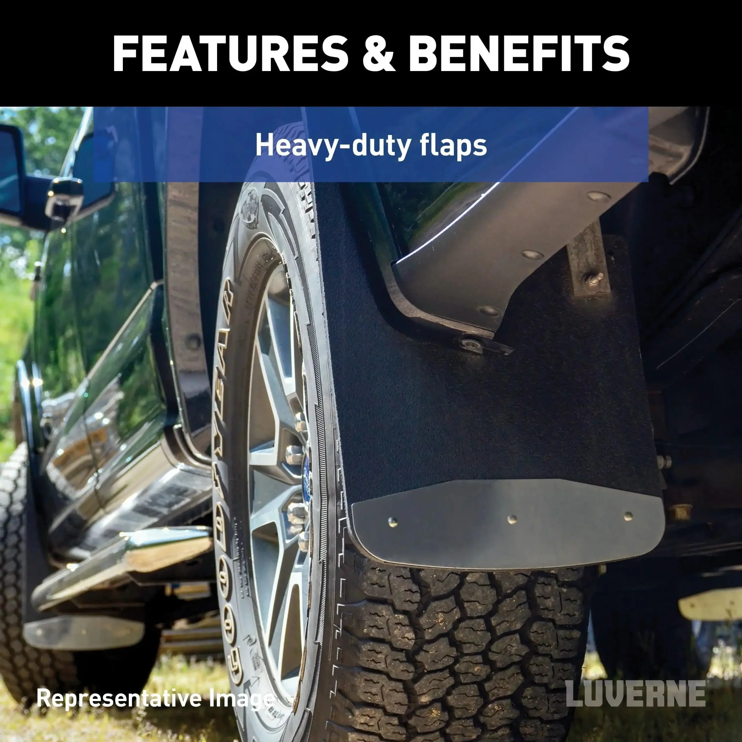 LUVERNE 250744 - Rear Dually 20 x 23 Rubber Mud Guards, Select Silverado, Sierra 3500 (2 Flaps)