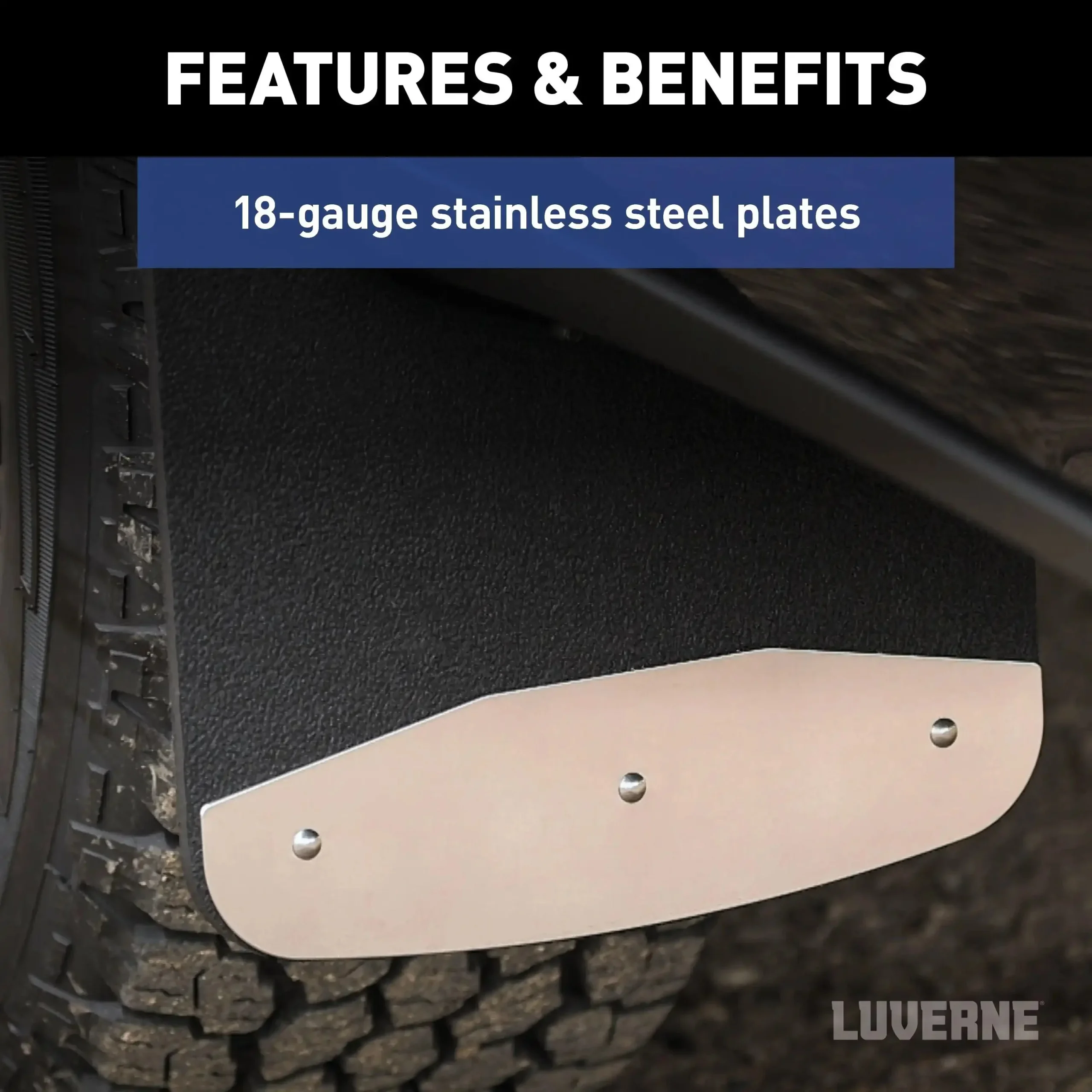 LUVERNE 250933 - Rear 12 x 23 Rubber Mud Guards, Select Dodge, Ram 1500, 2500, 3500 (2 Flaps)