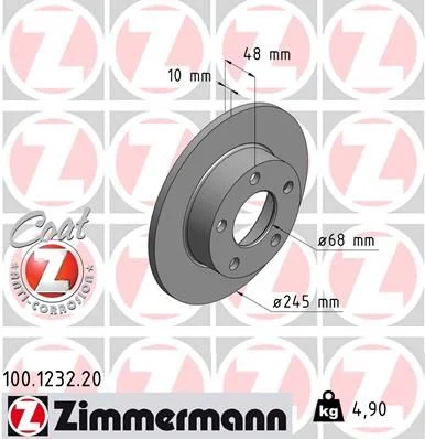 Rear Brake Rotor Zimmermann-100123220