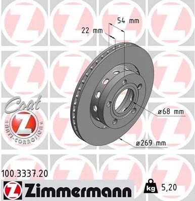 Rear Brake Rotor Zimmermann-100333720