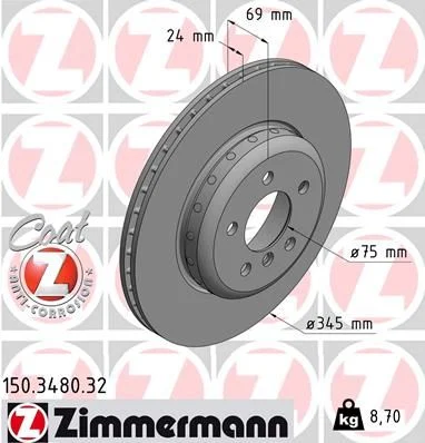 Rear Brake Rotor Zimmermann-150348032