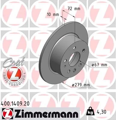 Rear Brake Rotor Zimmermann-400140920